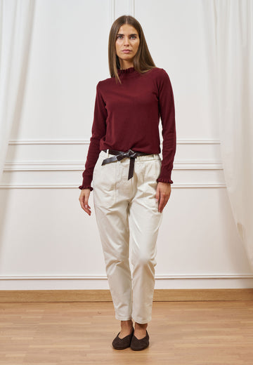 Maglia collo alto con rouches