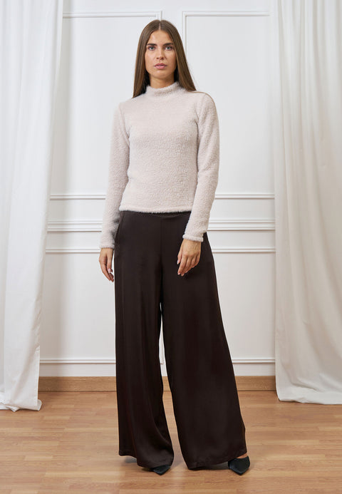 Maglia collo alto effetto peluche