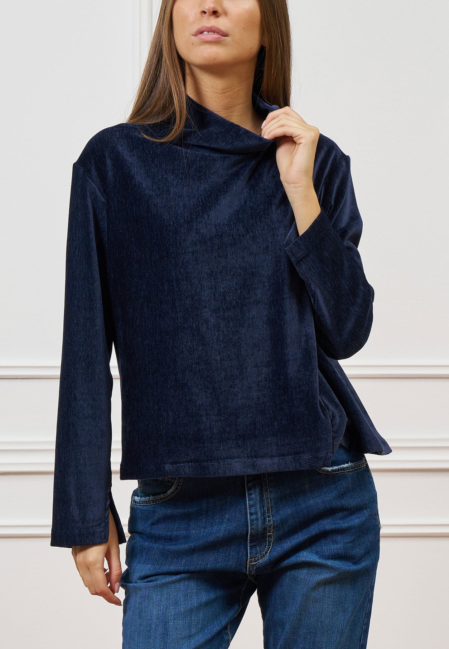 Maglia collo alto in velluto