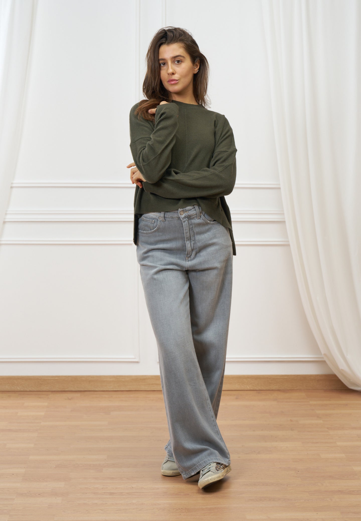 Maglia con nervature in lana