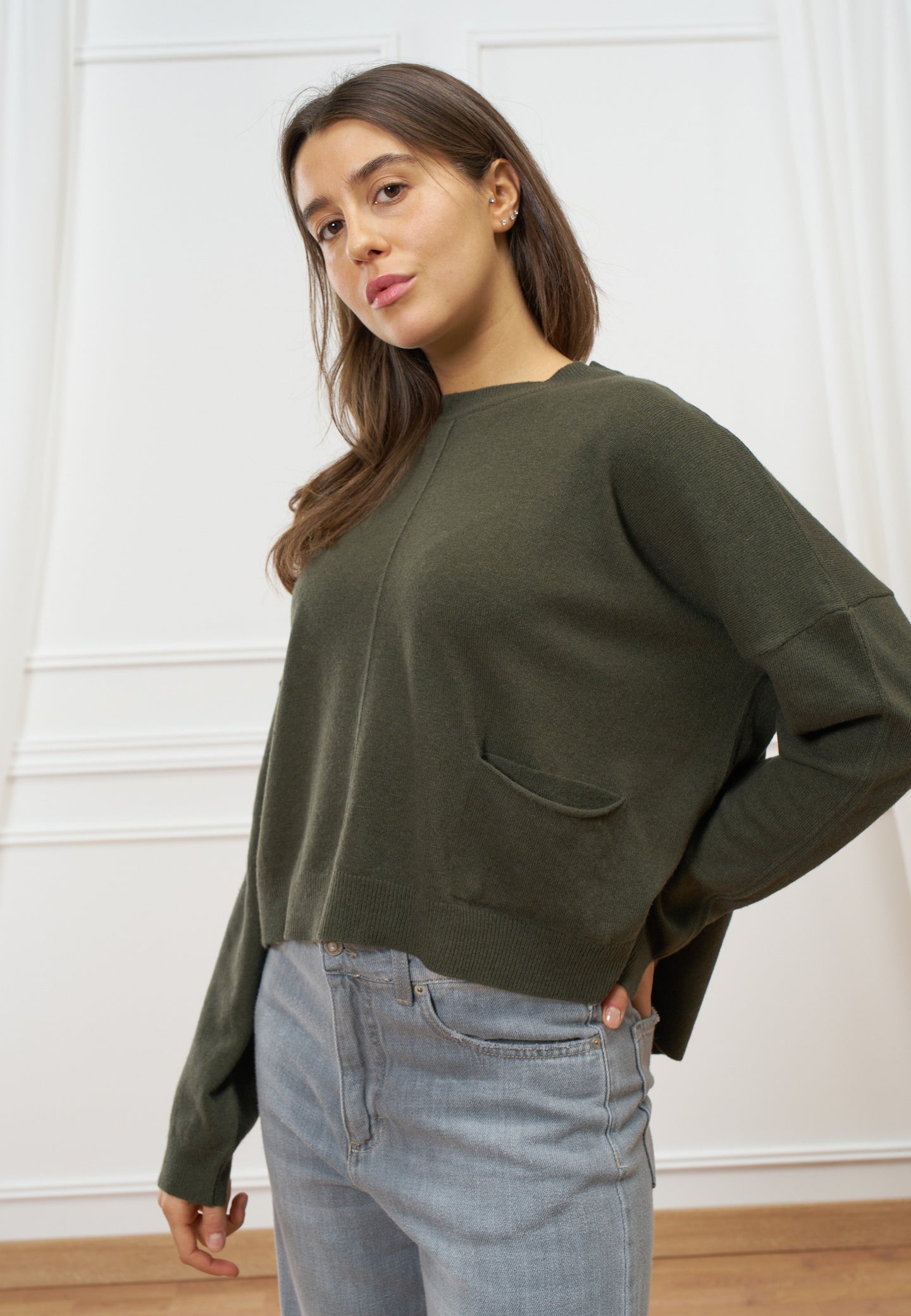 Maglia con nervature in lana