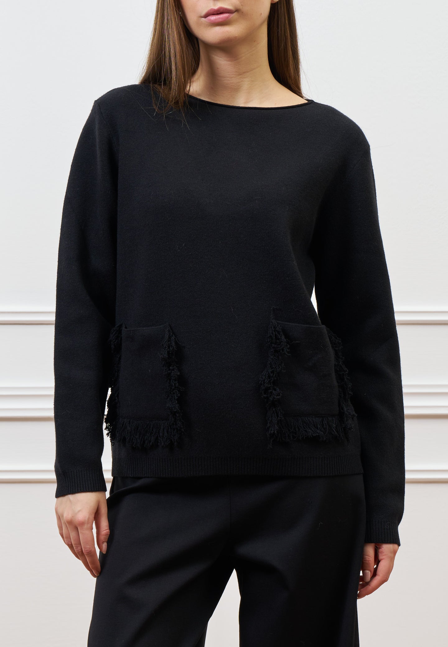 Maglia con tasche sfrangiate