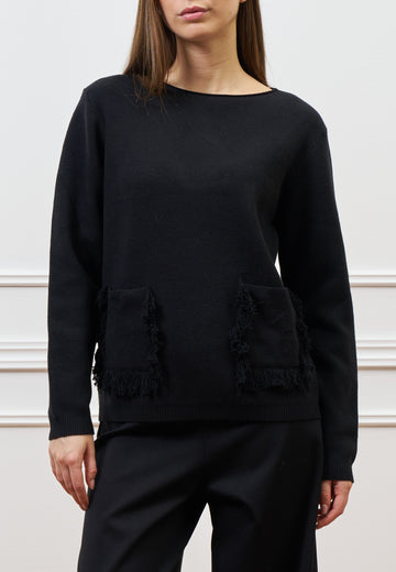 Maglia con tasche sfrangiate