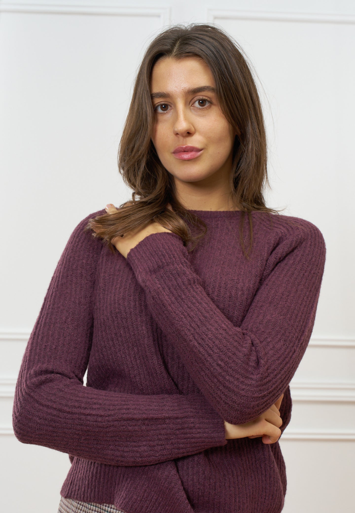 Maglia girocollo con manica raglan