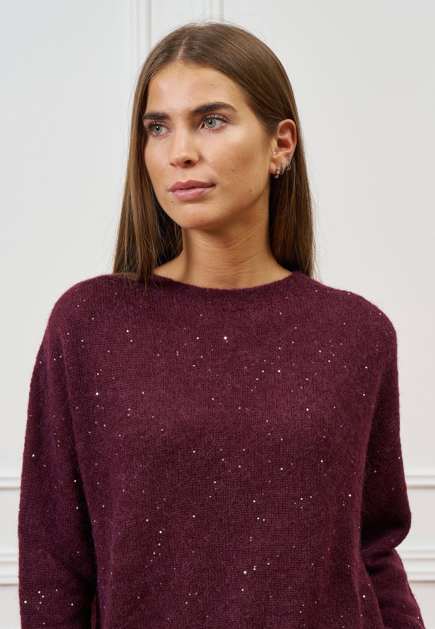 Maglia girocollo con paillettes