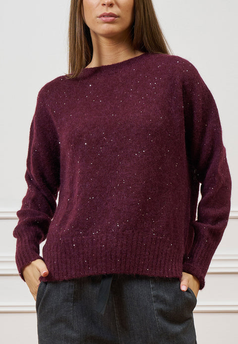 Maglia girocollo con paillettes