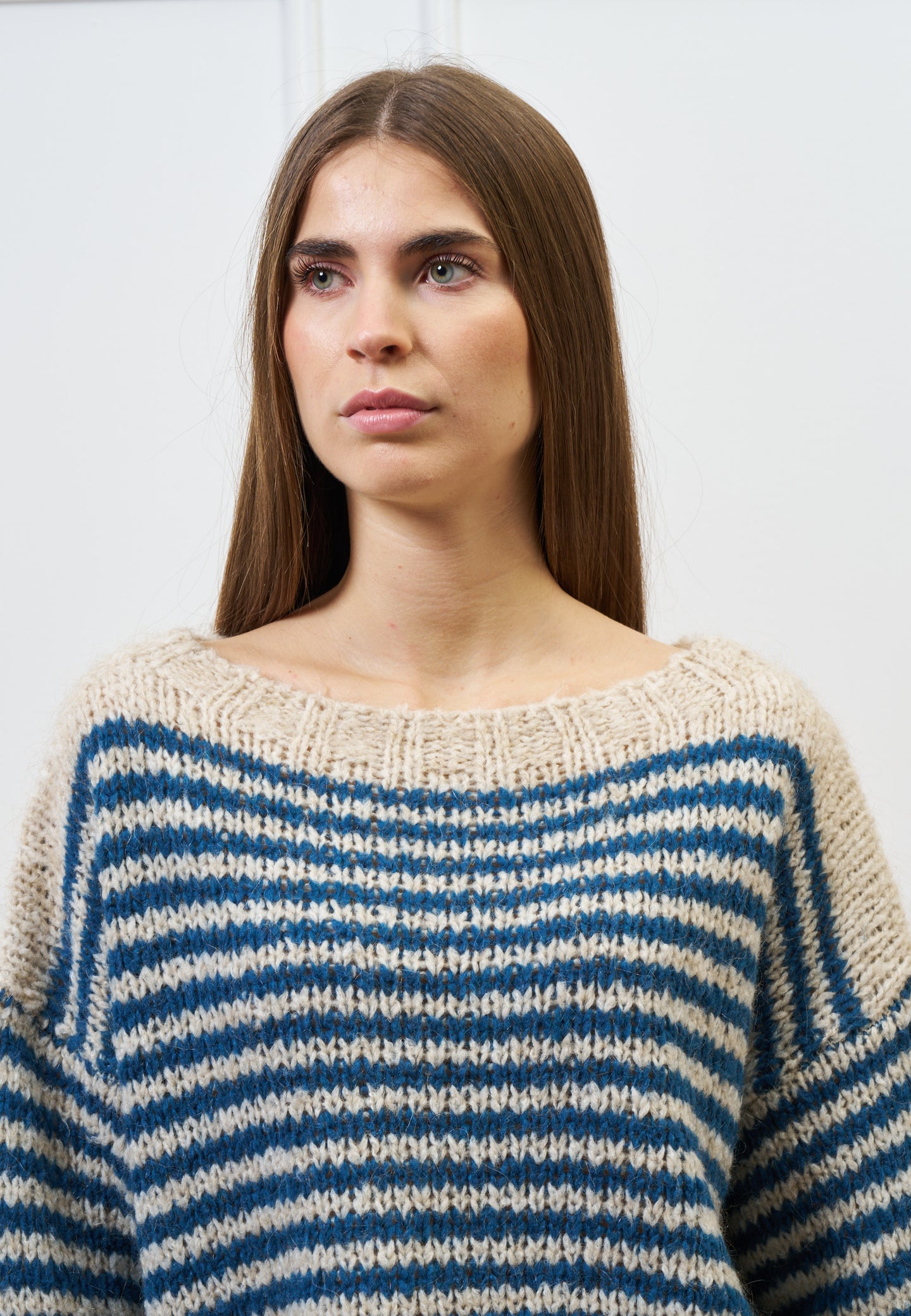 Maglia in mohair a righe over