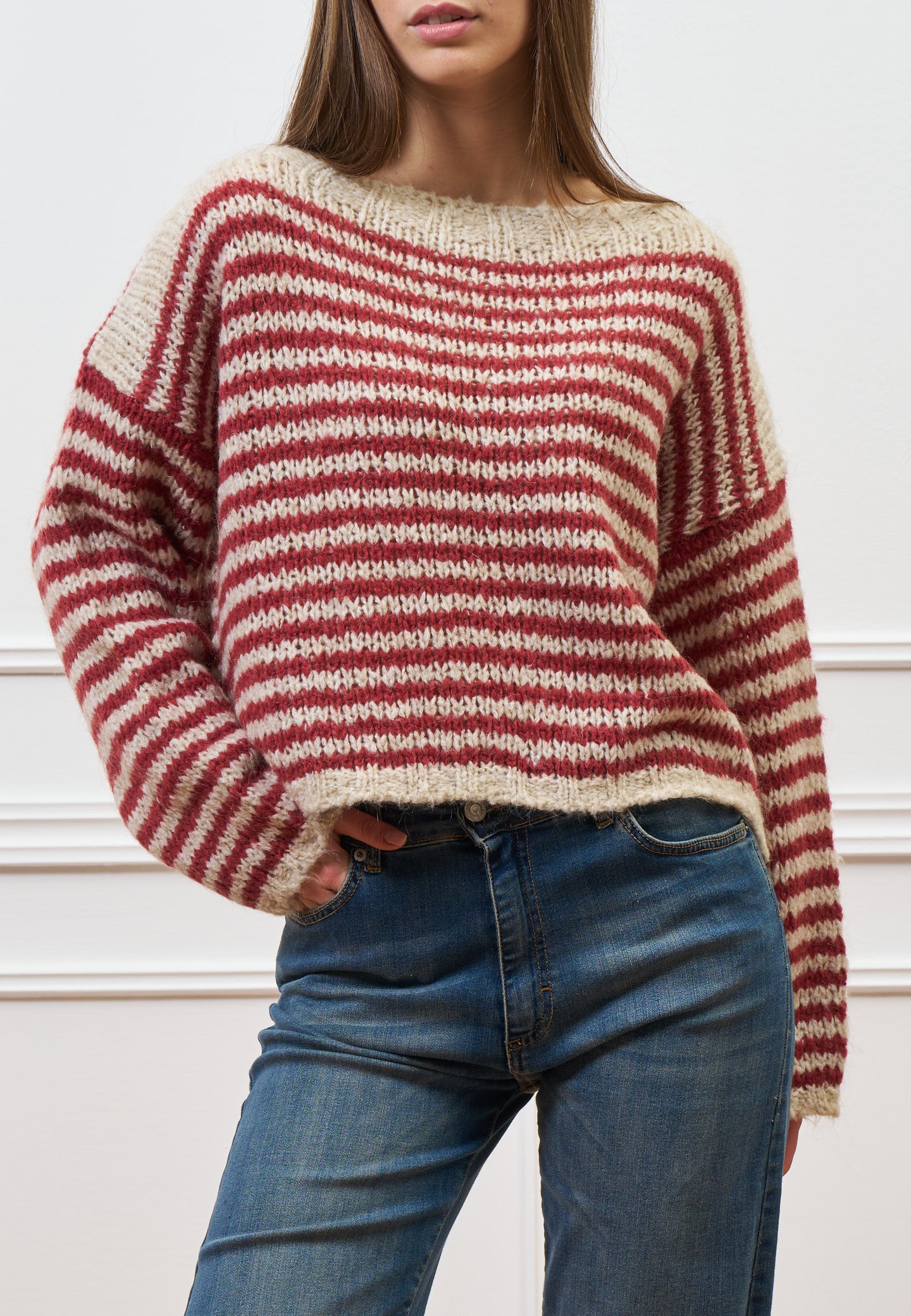 Maglia in mohair a righe over