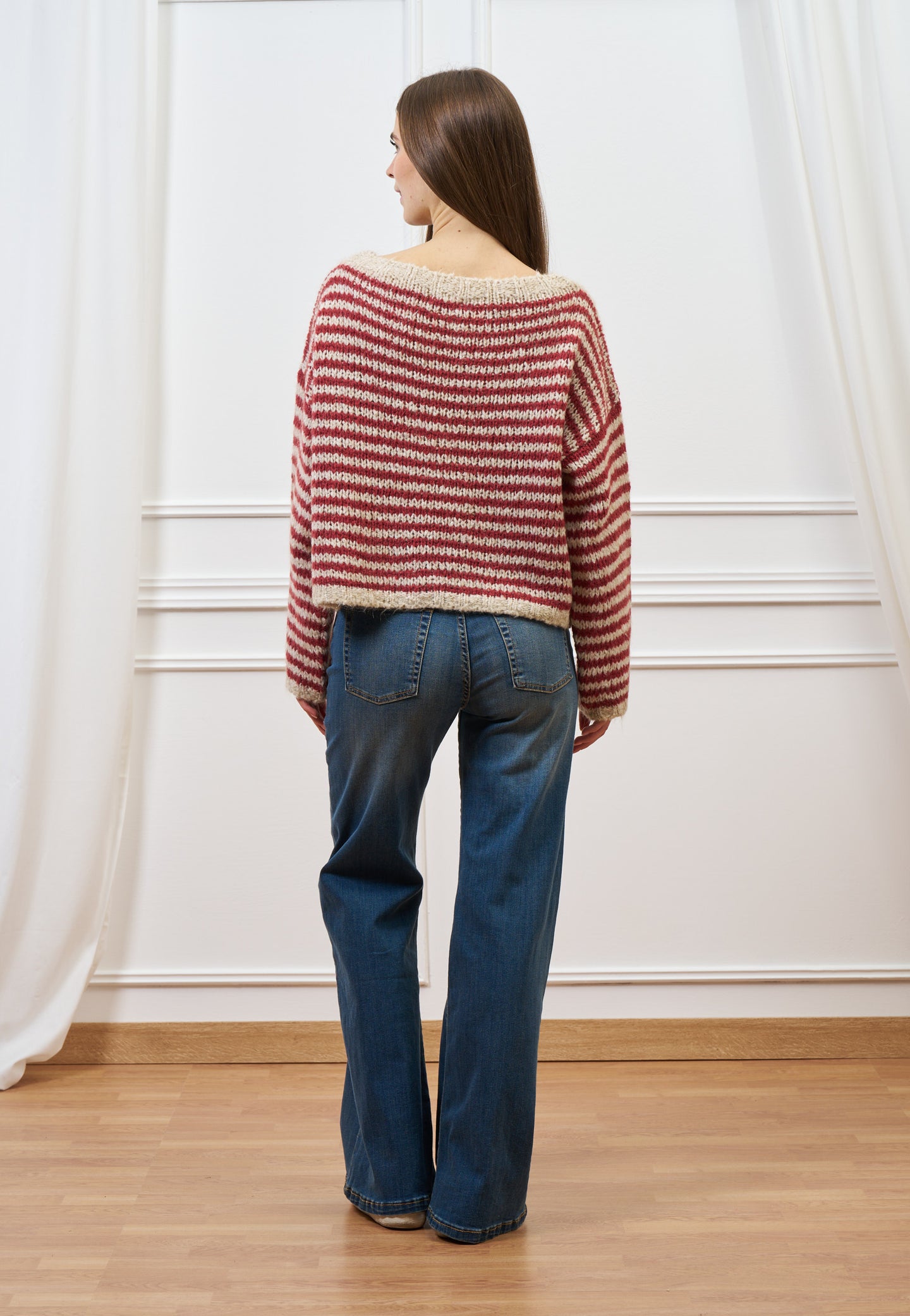 Maglia in mohair a righe over