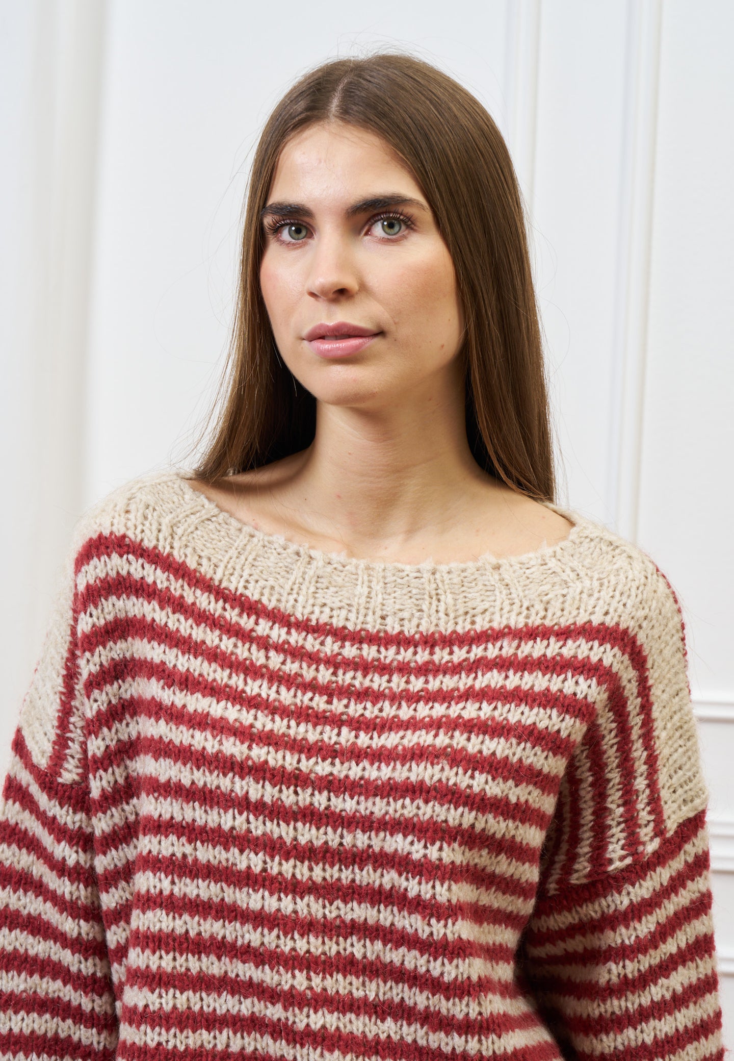 Maglia in mohair a righe over