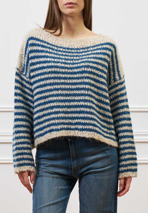 Maglia in mohair a righe over