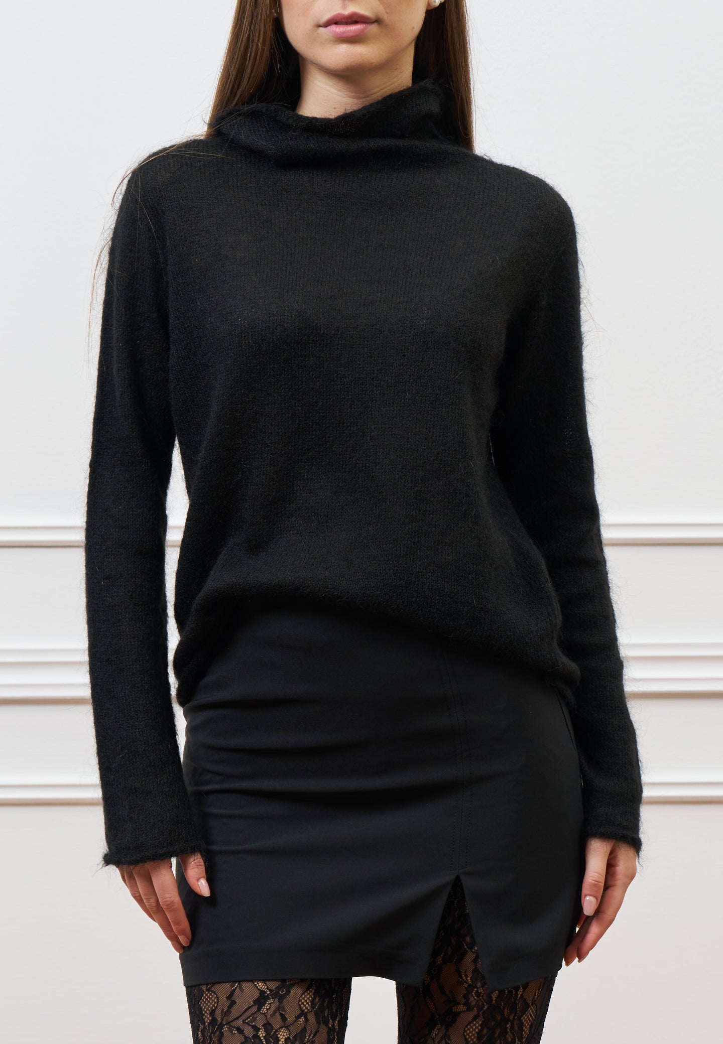 Maglia in mohair con collo alto
