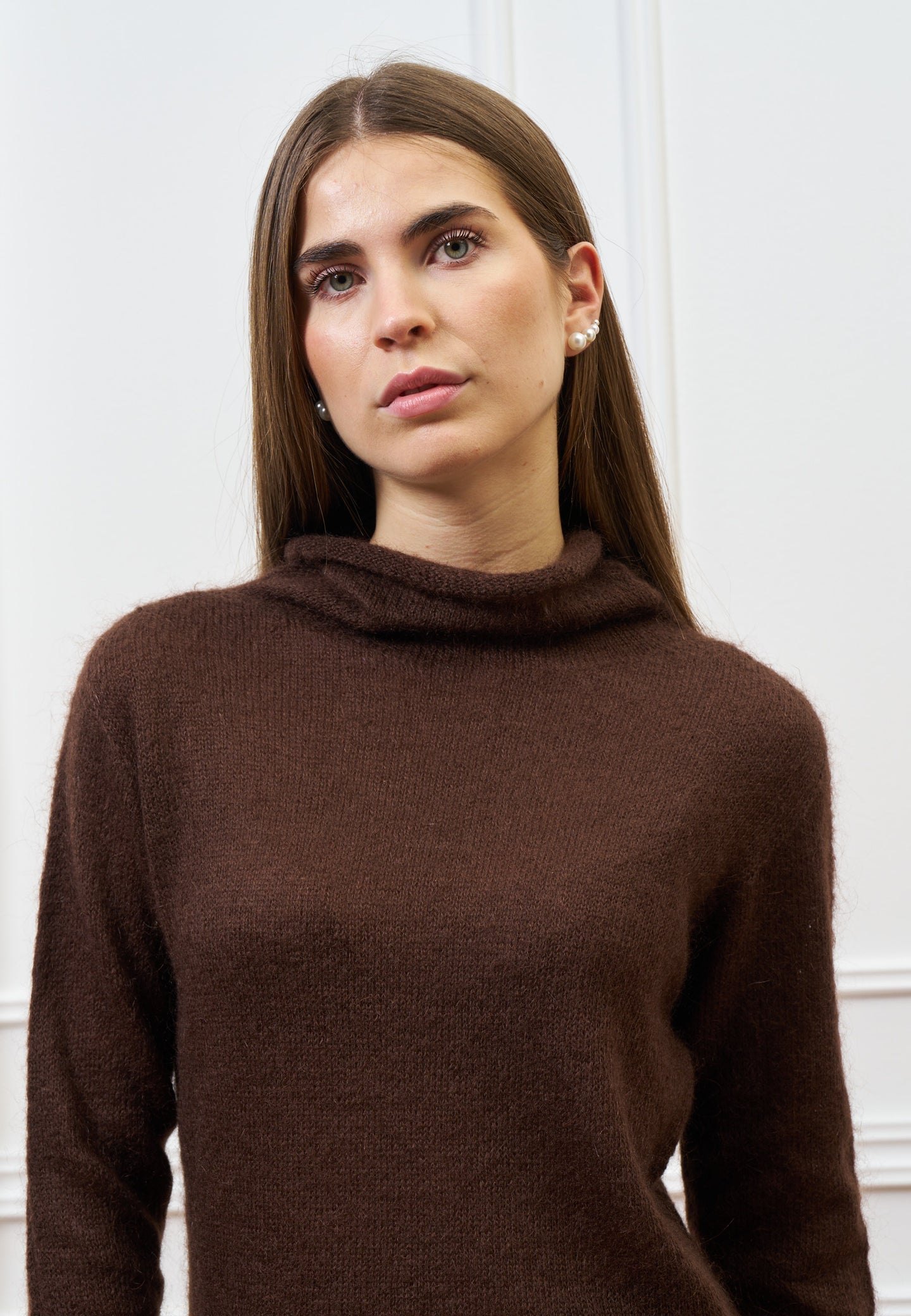 Maglia in mohair con collo alto