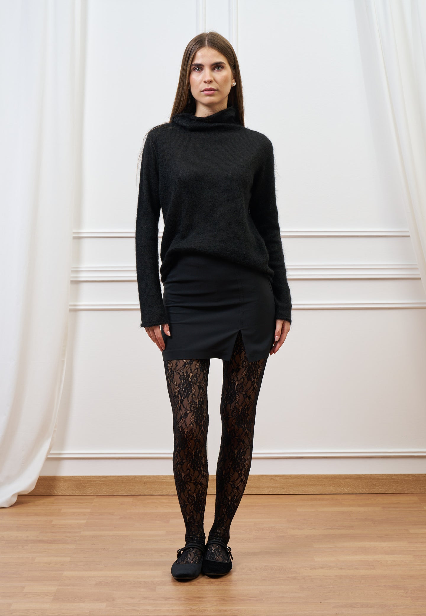 Maglia in mohair con collo alto