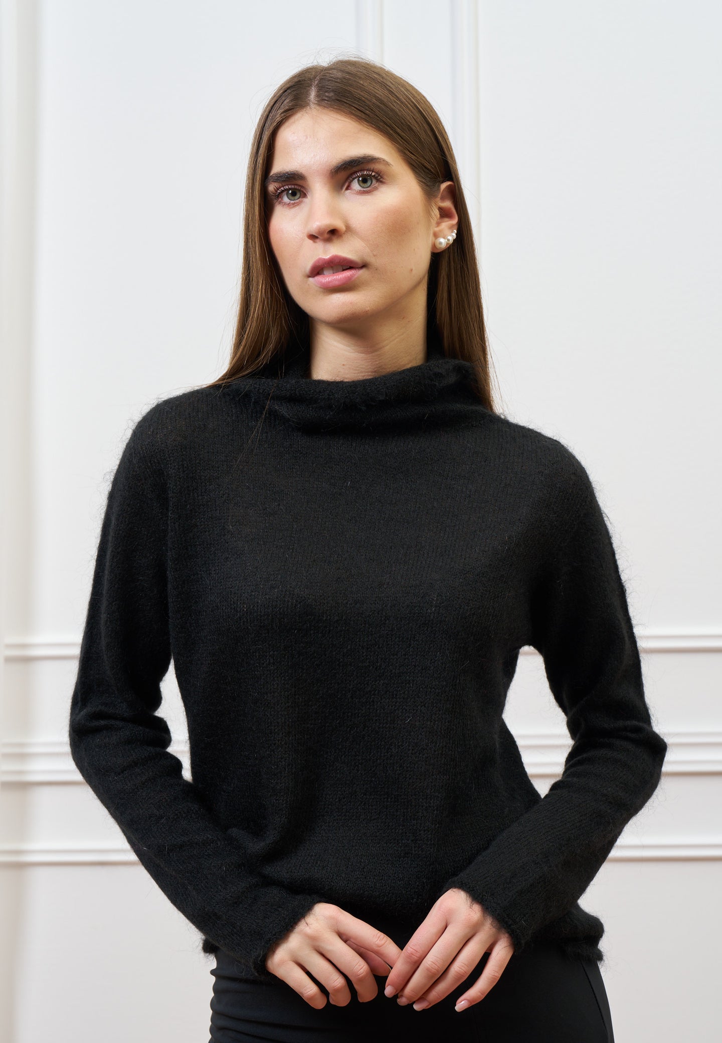 Maglia in mohair con collo alto