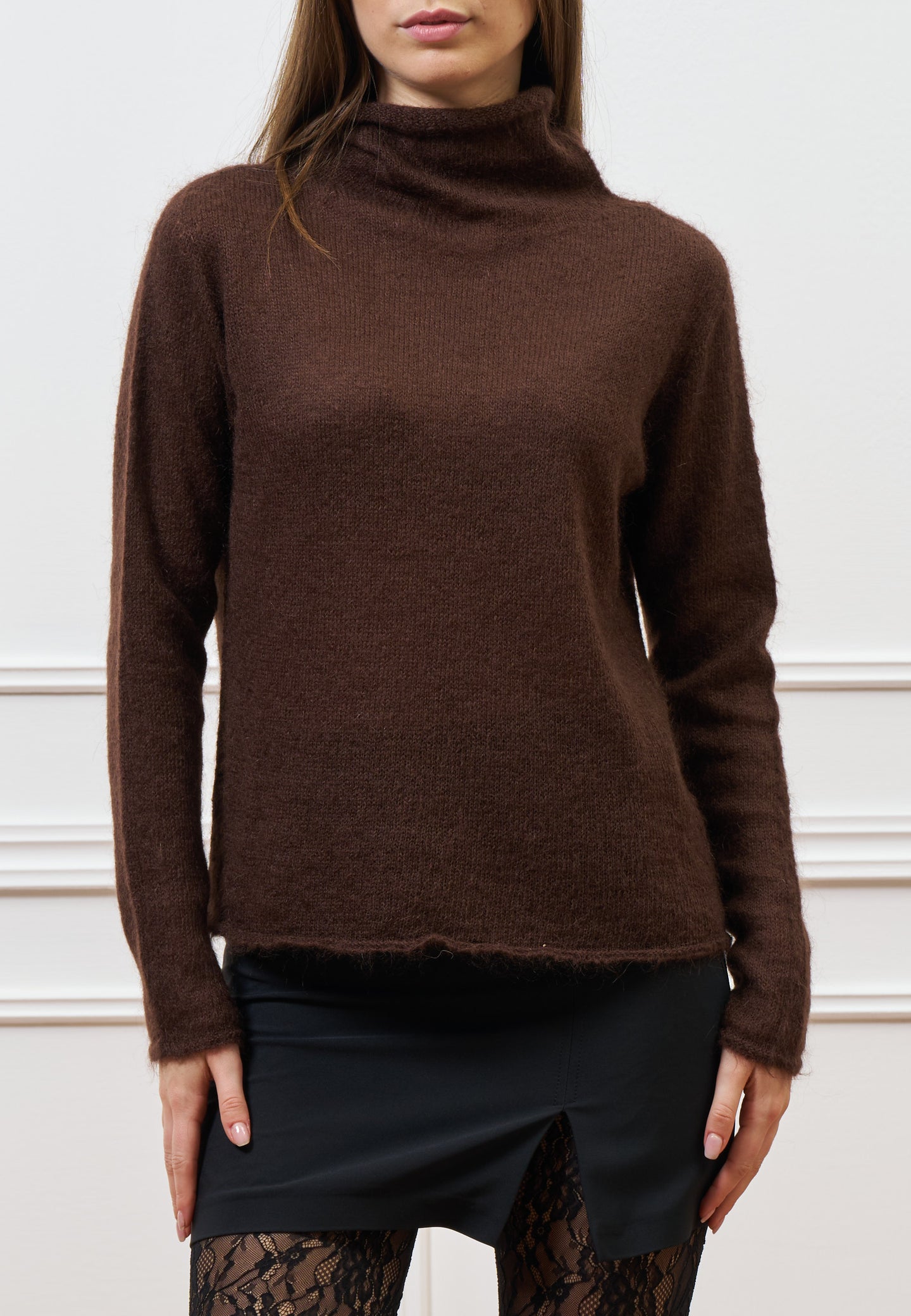 Maglia in mohair con collo alto