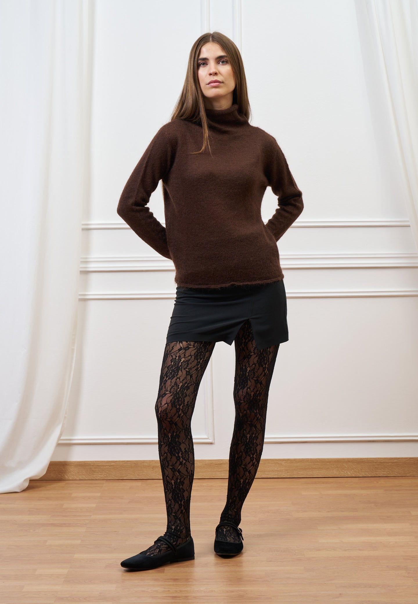 Maglia in mohair con collo alto