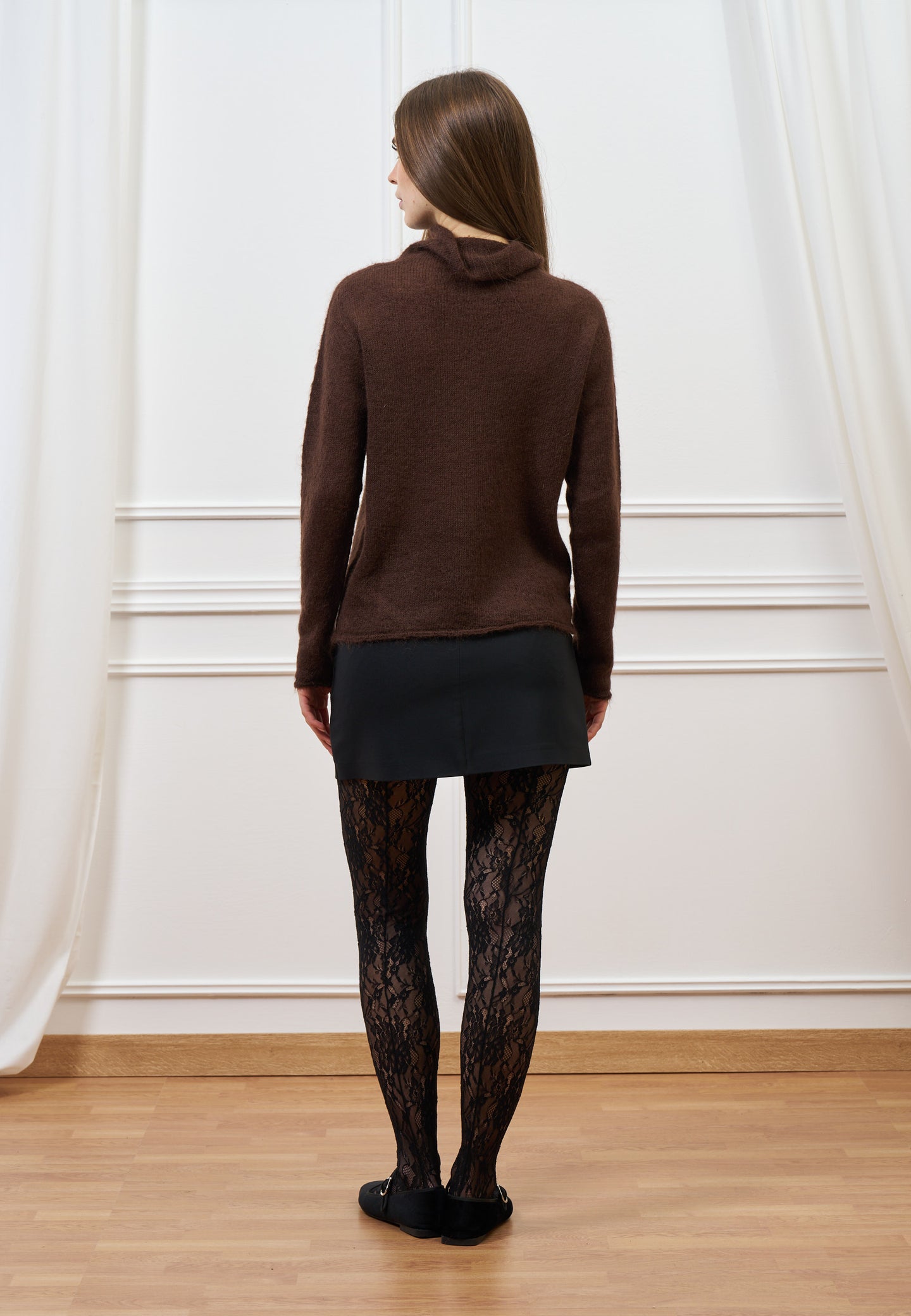 Maglia in mohair con collo alto