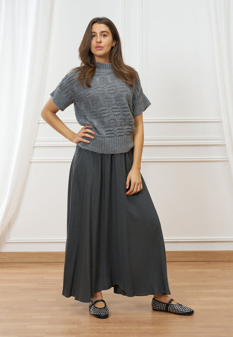 Maglia lavorata smanicata