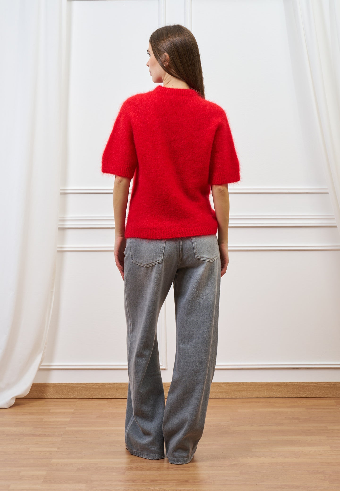 Maglia mohair con maniche corte