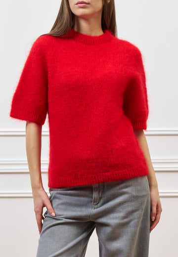Maglia mohair con maniche corte