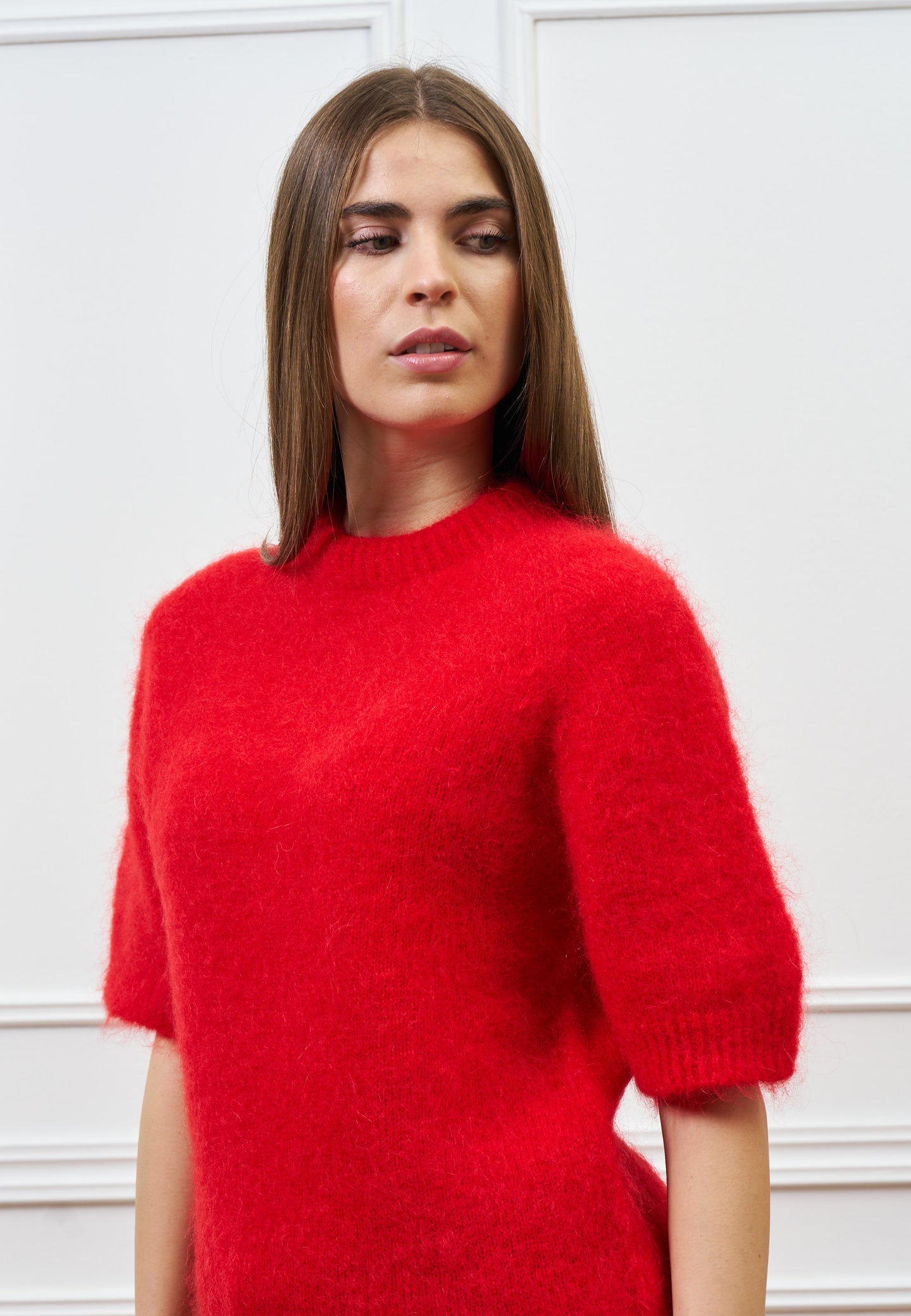 Maglia mohair con maniche corte