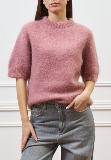 Maglia mohair con maniche corte
