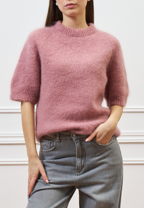 Maglia mohair con maniche corte