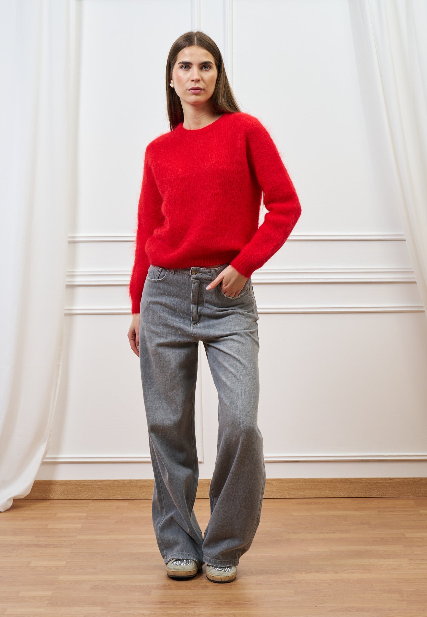 Maglia mohair con maniche lunghe