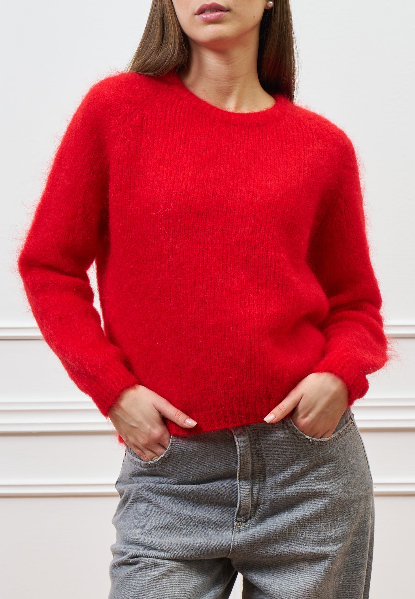 Maglia mohair con maniche lunghe