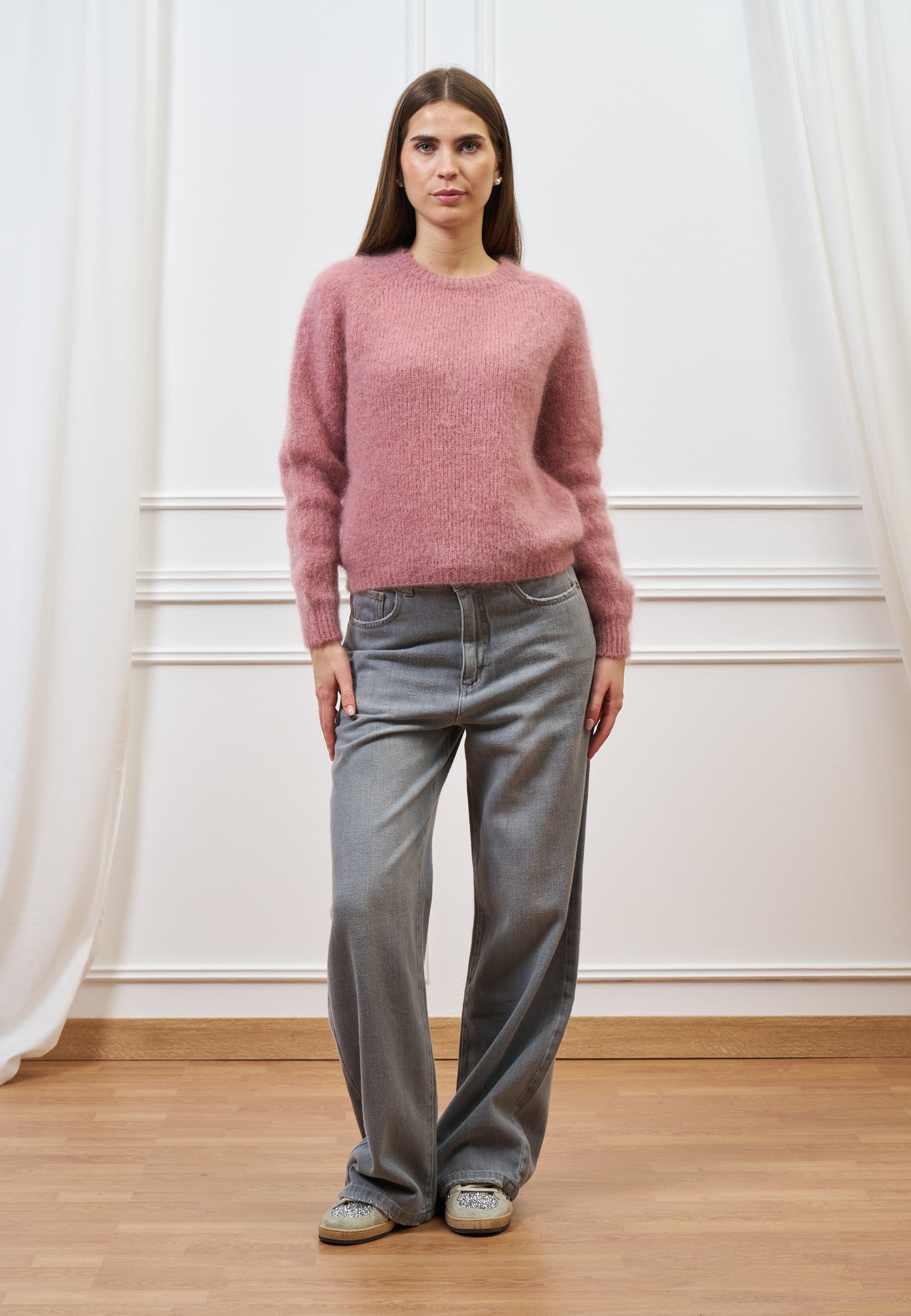 Maglia mohair con maniche lunghe