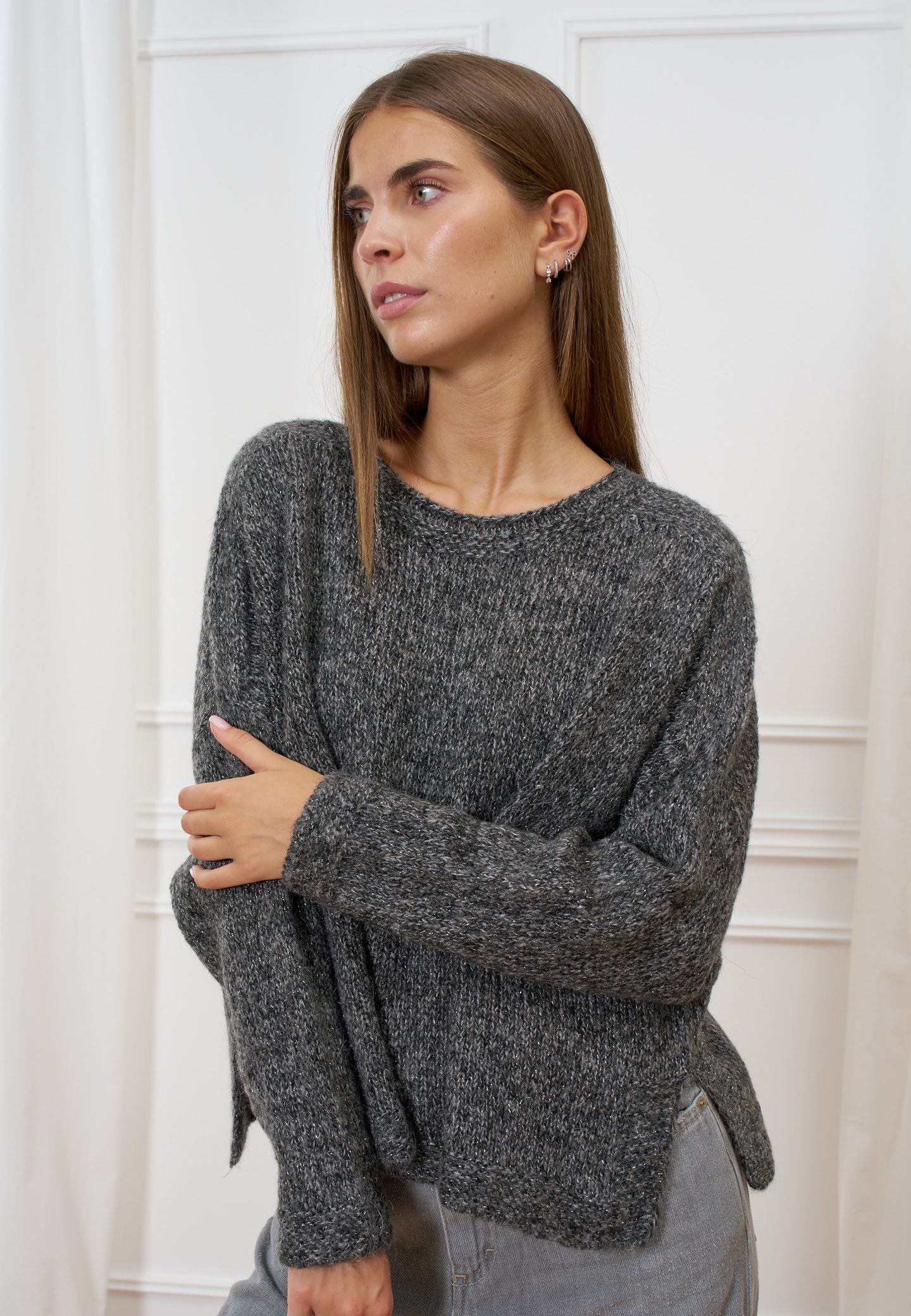 Maglia mohair effetto melange