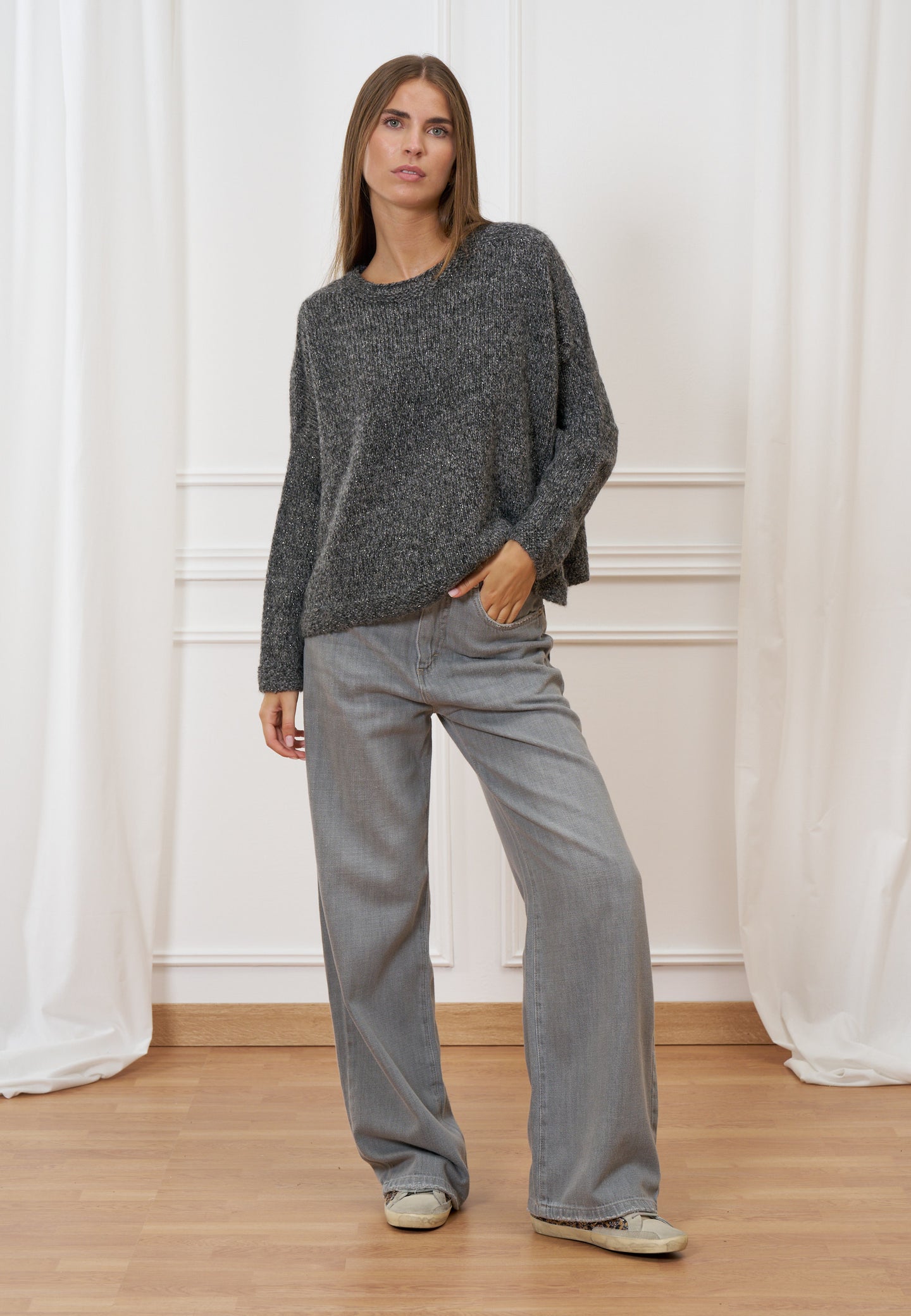 Maglia mohair effetto melange