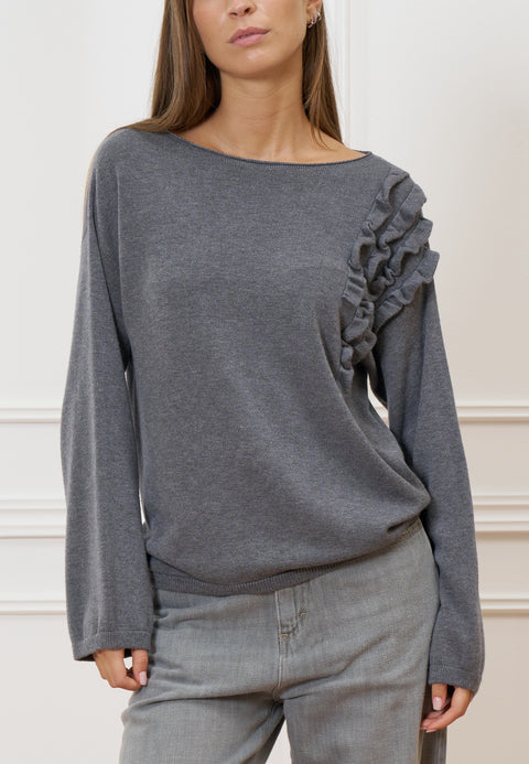 Maglia morbida volant spalla