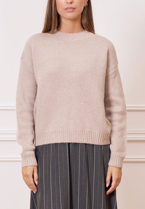 Maglia paillettes collo cratere