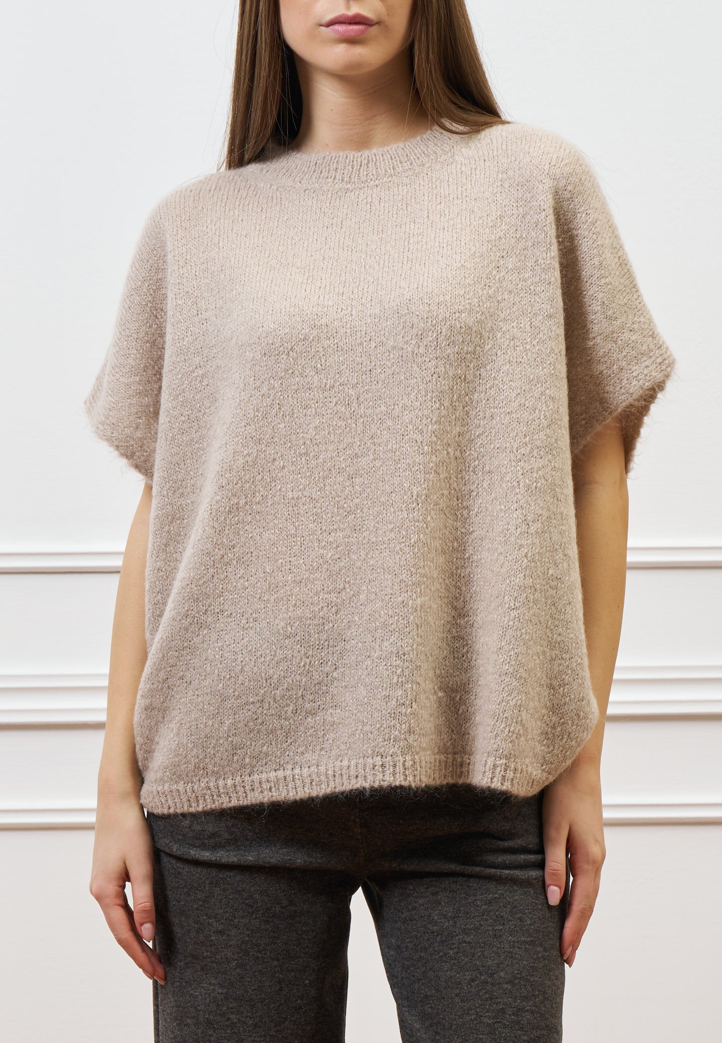 Maglia smanicata in mohair
