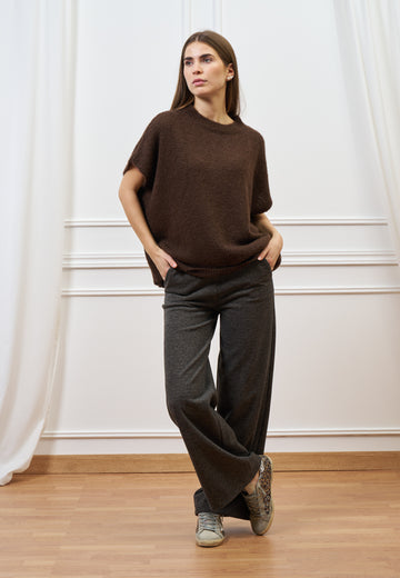 Maglia smanicata in mohair