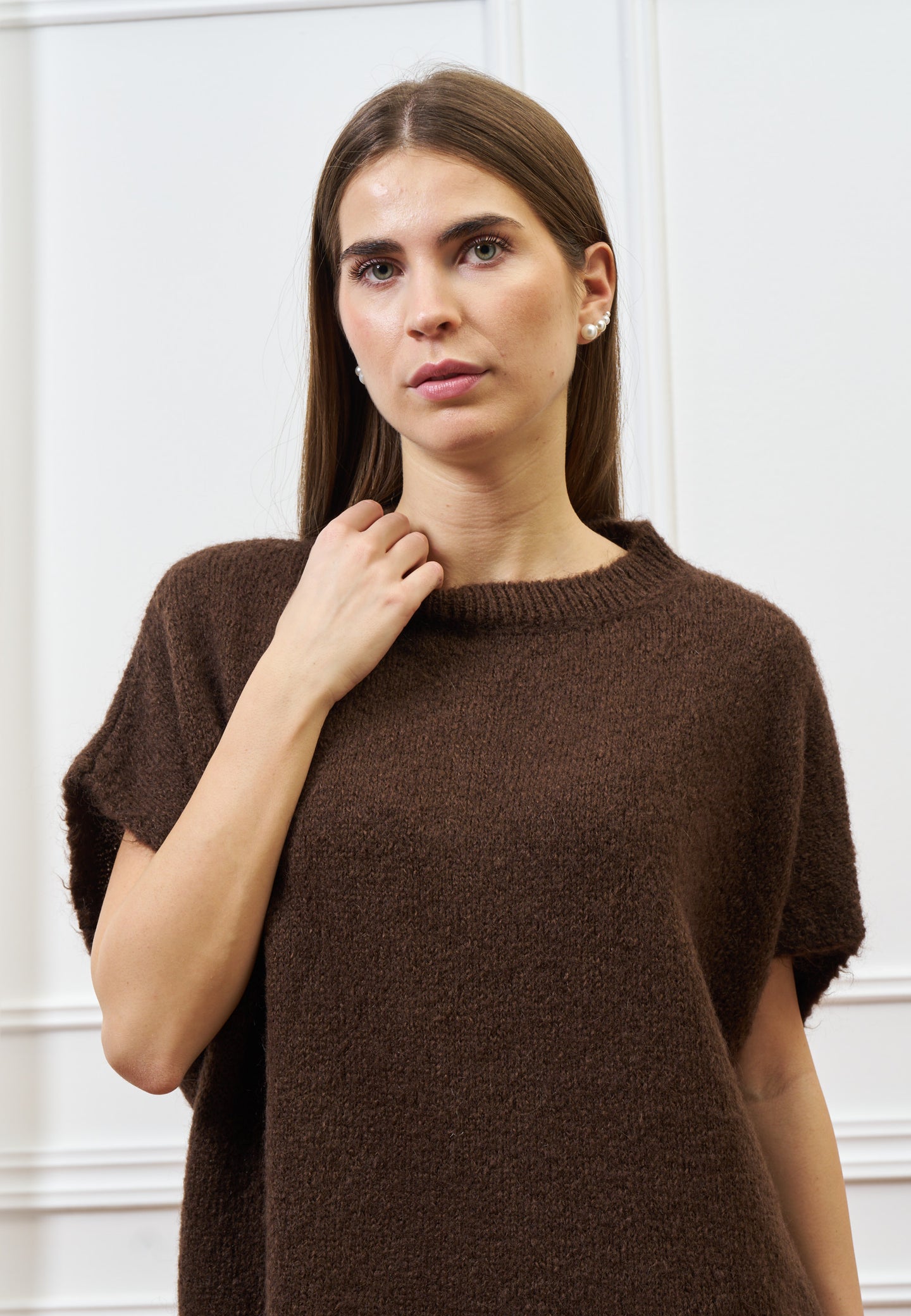 Maglia smanicata in mohair