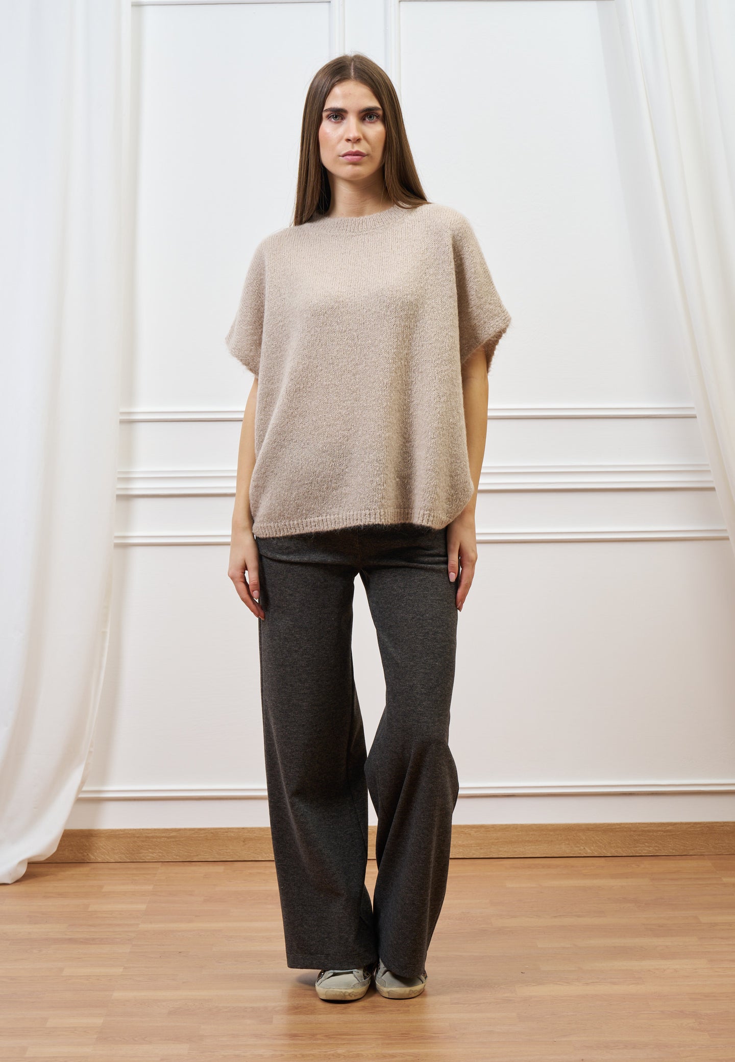Maglia smanicata in mohair