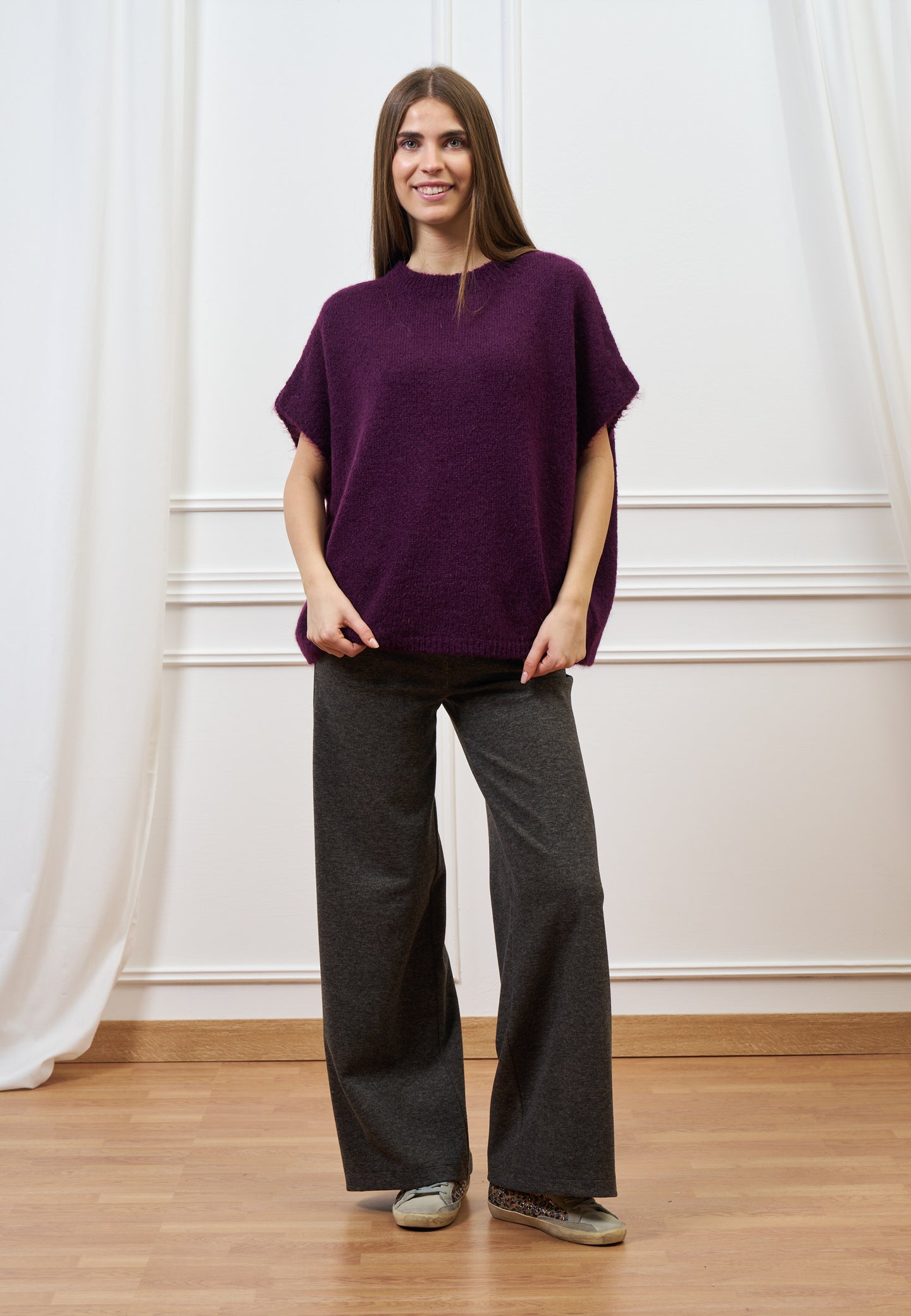 Maglia smanicata in mohair