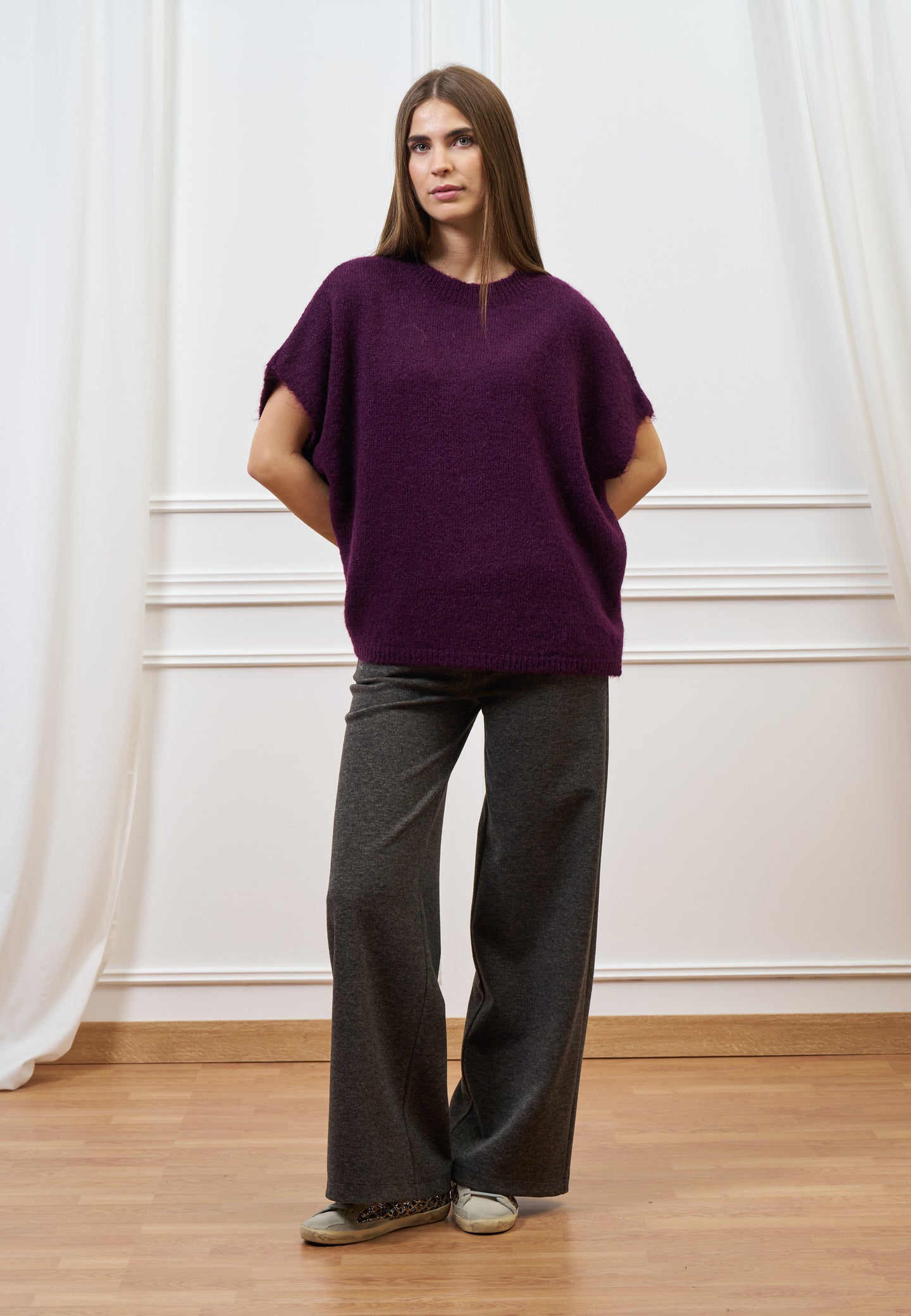 Maglia smanicata in mohair