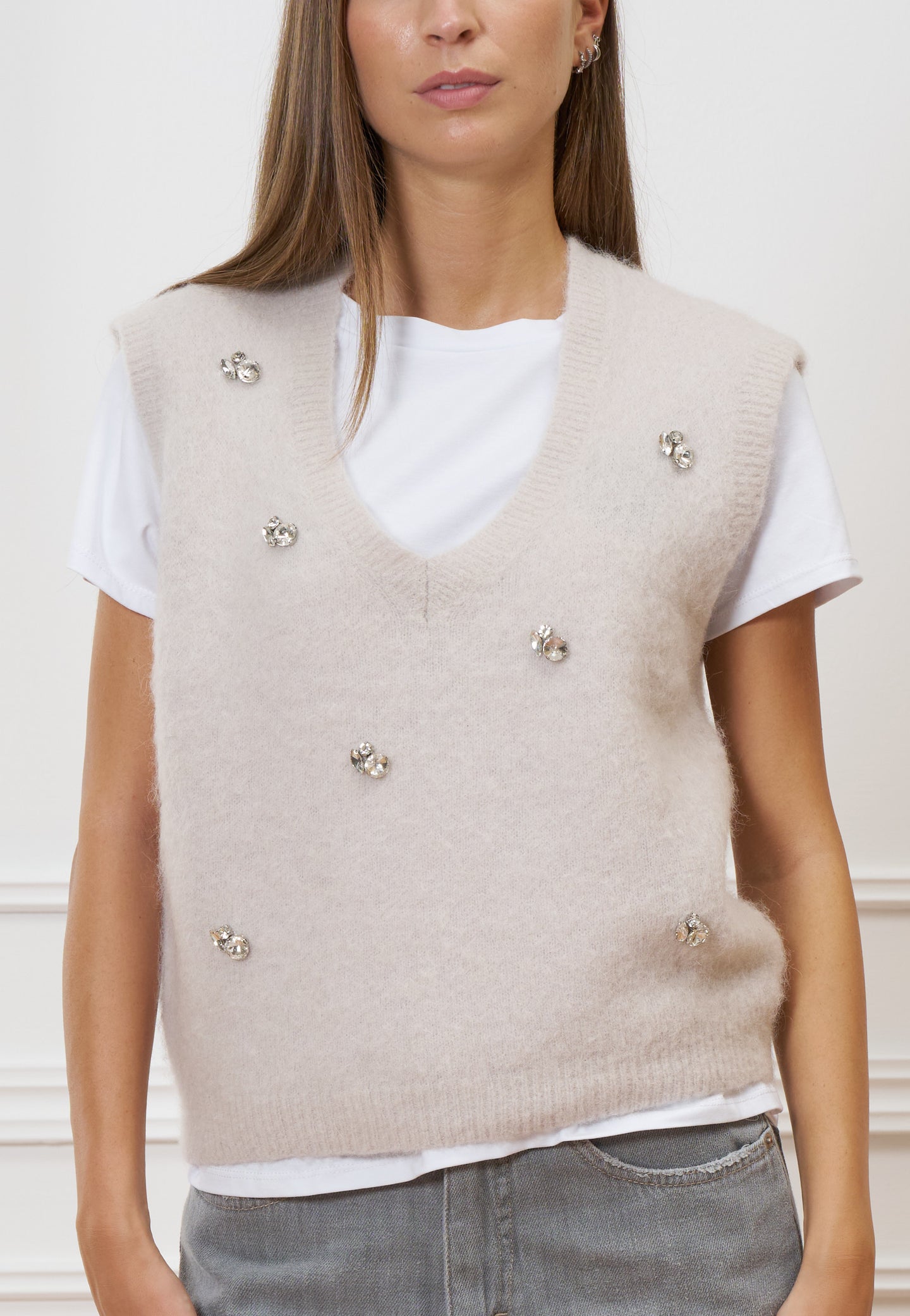 Maglia smanicata misto lana