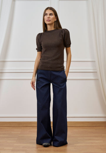 Maglia a maniche corte con paillettes