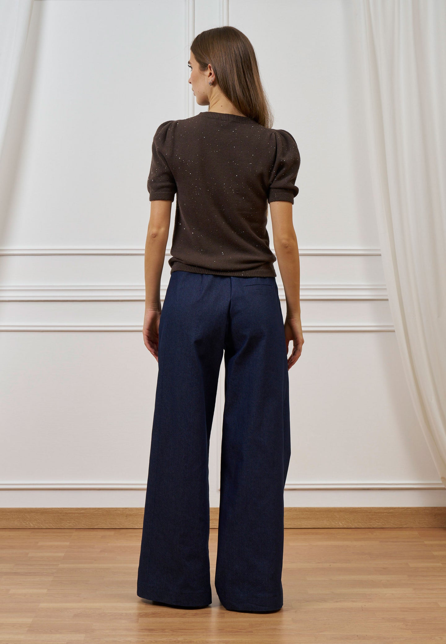 Maglia a maniche corte con paillettes