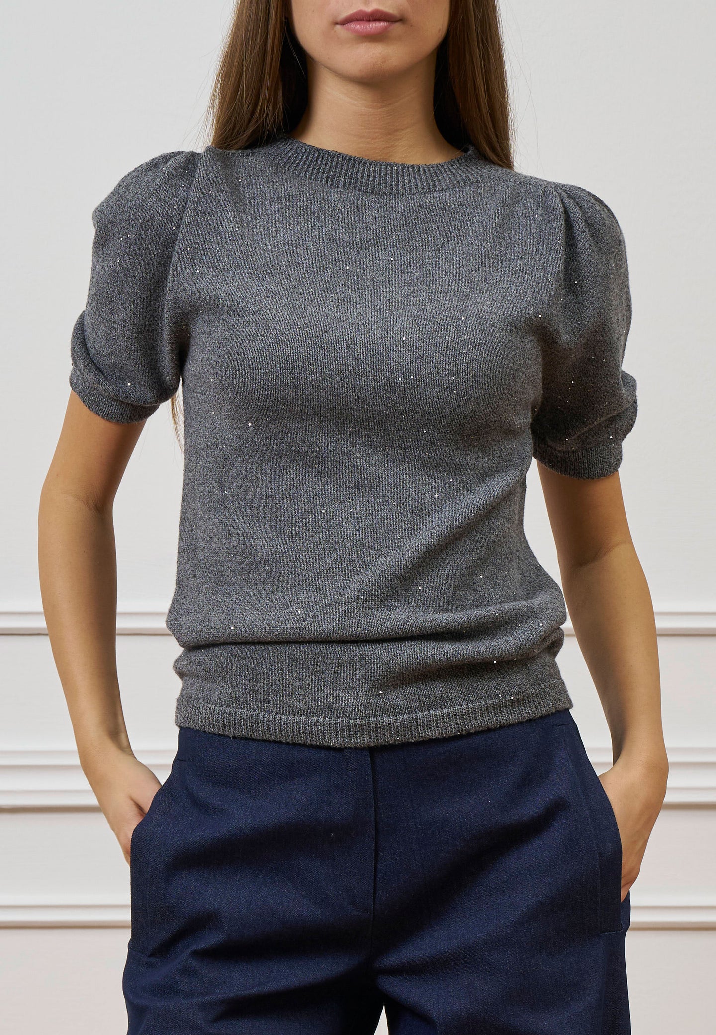 Maglia a maniche corte con paillettes