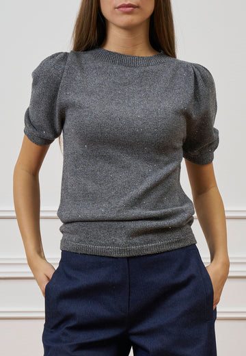 Maglia a maniche corte con paillettes