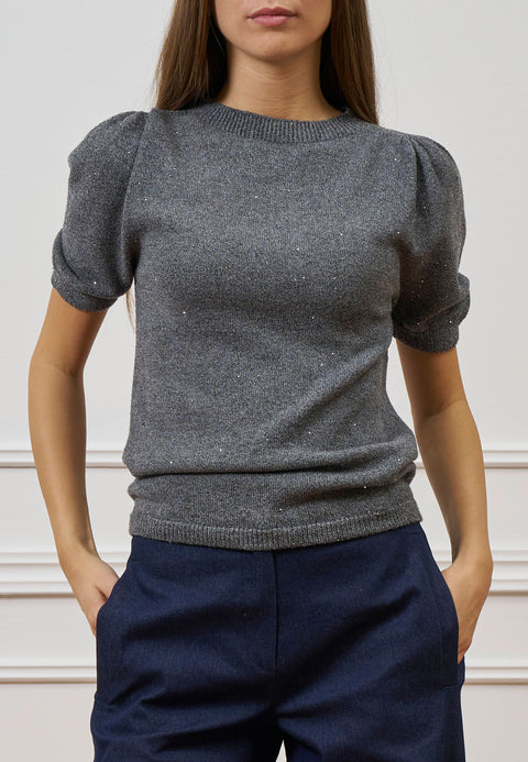 Maglia a maniche corte con paillettes