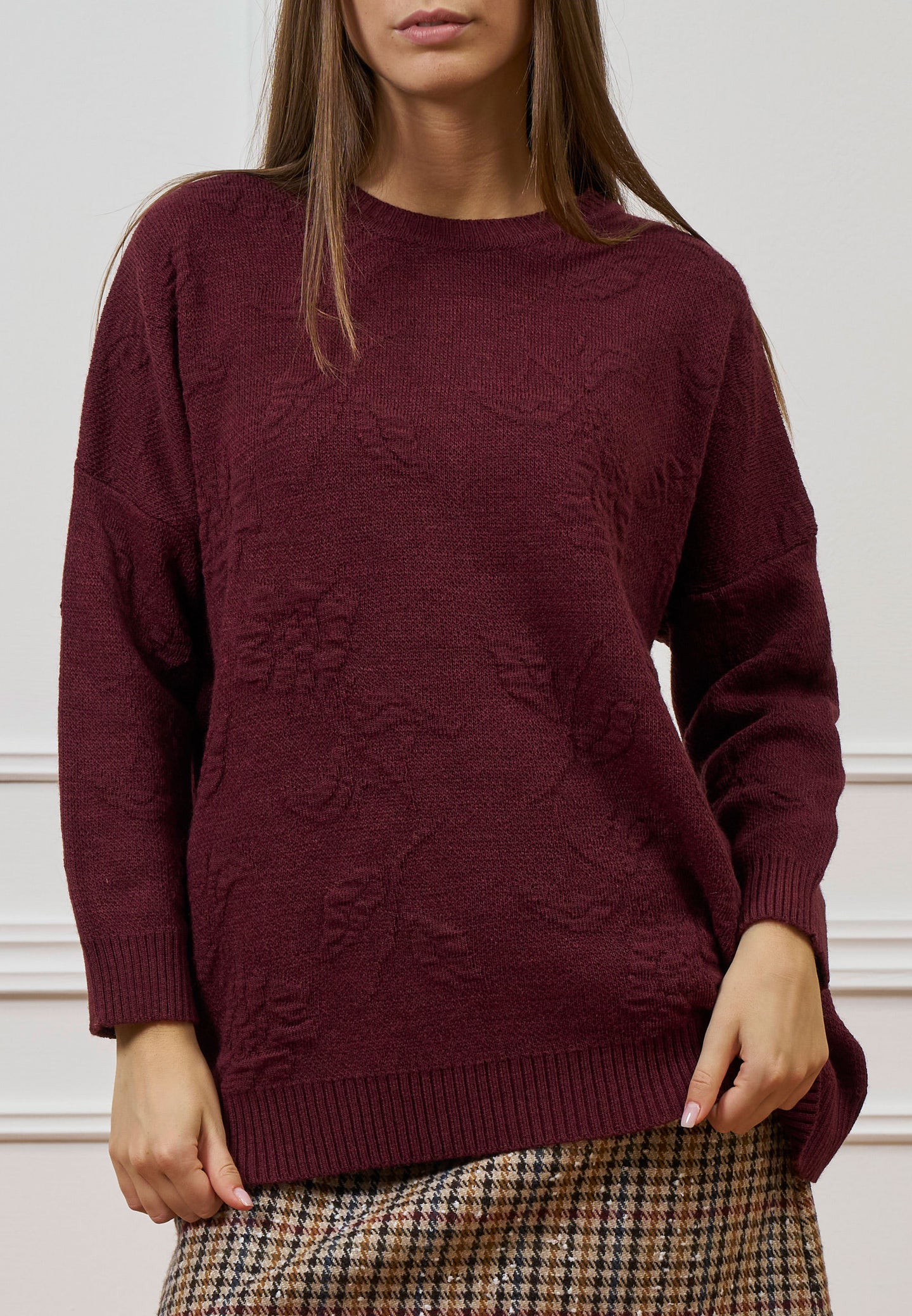 Maglione girocollo over goffrata