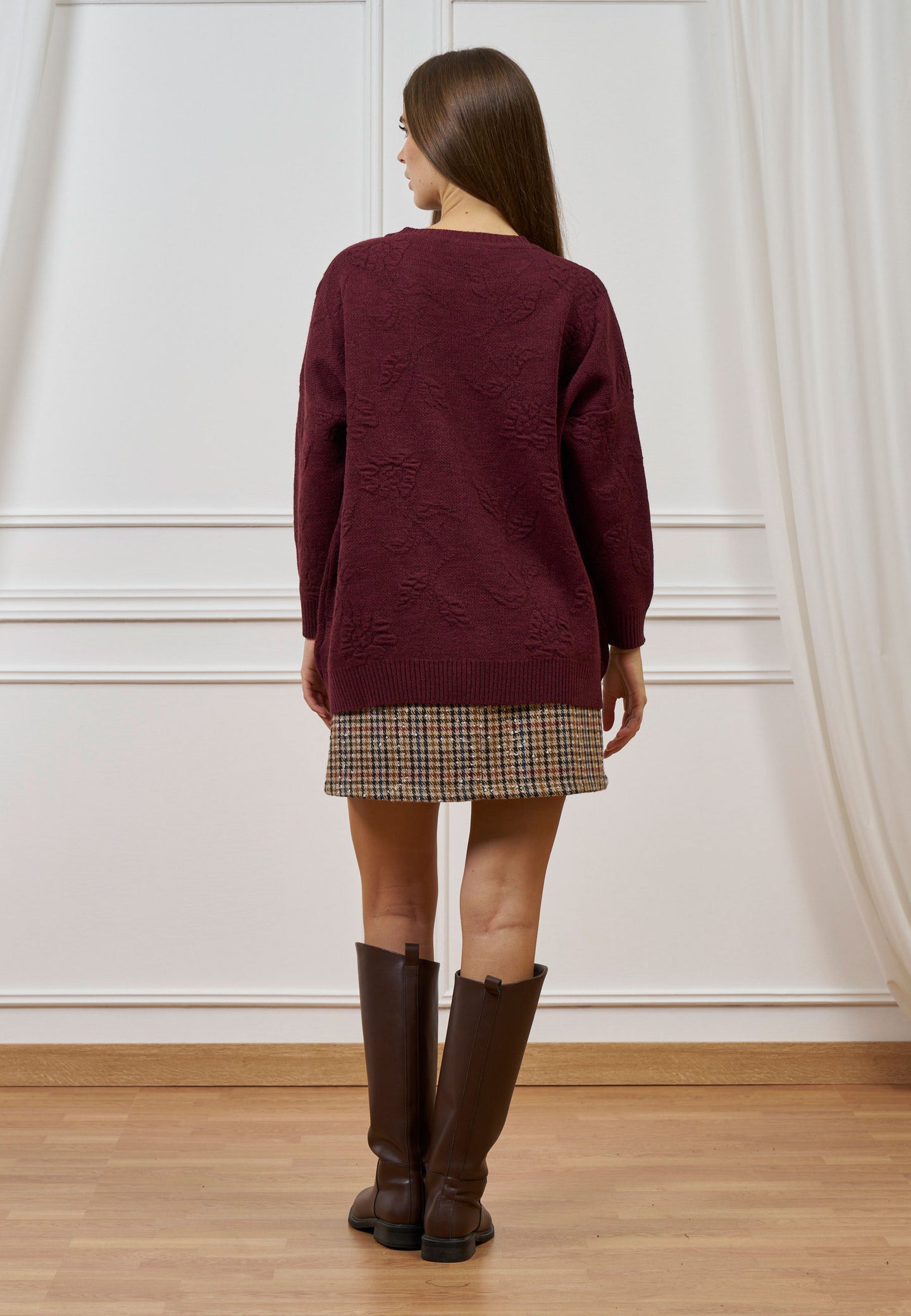 Maglione girocollo over goffrata