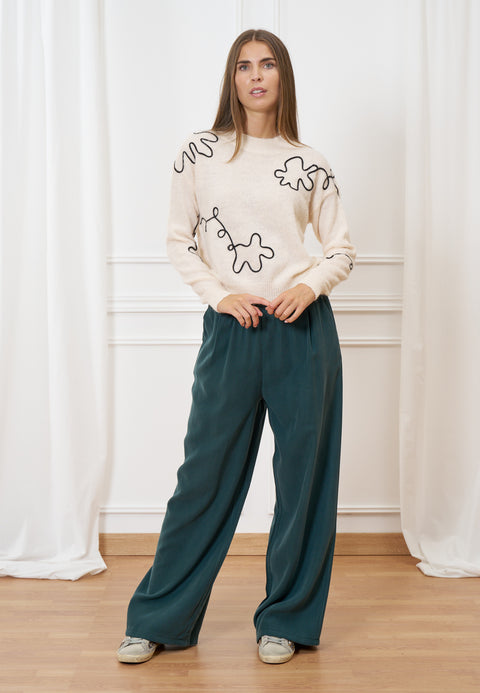 Maglione ricami a contrasto